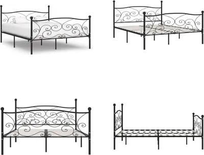 Produktbild von vidaXL Bettgestell mit Lattenrost Schwarz Metall 200 × 200 cm - Bettgestell - Bettgestelle - Bettrahmen - Doppelbett