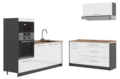 Imagen del producto de Cocina Vicco Fame-Line Blanco alto brillo/Antracita 340 cm, ET Roble, Model 63878