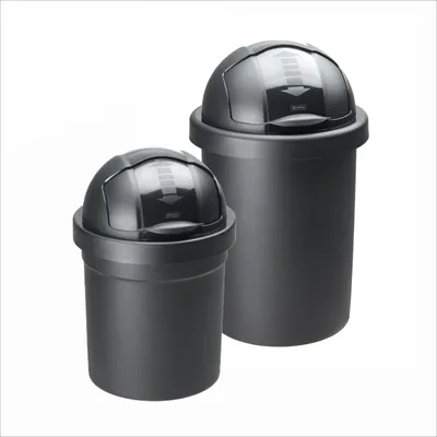 Produktbild von Rotho Roll Bob Mülleimer Küche 2er-Set 10 L und 30 L mit Deckel Schwarz