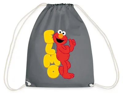 Produktbild von Spreadshirt Sesamstraße Elmo Mit Schriftzug Turnbeutel, One size, Grau