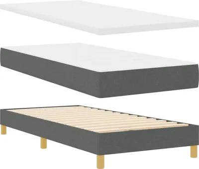 Zdjęcie produktu dla Łóżko Tapicerowane 90x200 Szare z Materacem ze Stelażem z Zagłówkiem