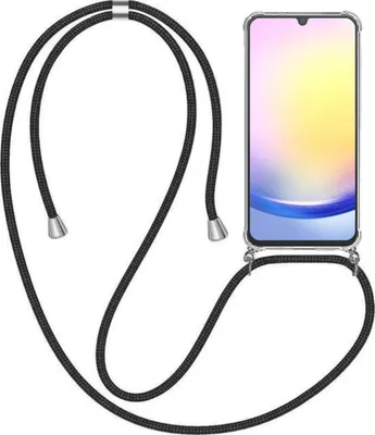 Produktbild von Handytasche passend für Samsung Galaxy A25 mit Kordel und Bumper - TPU Backcover stoßfest mit Lanyard - Smartphonics