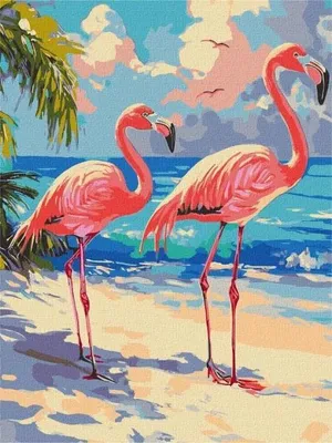 Obrázek produktu pro Malování podle čísel – Růžoví plameňáci 30 x 40 cm – Ideyka