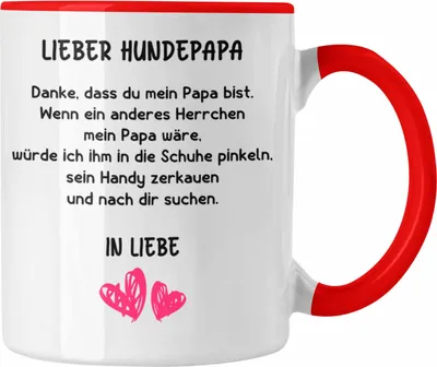 Produktbild von Trendation - Hunde Papa Geschenk Tasse mit Spruch für Hundepapa (Rot)
