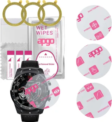 Produktbild von apgo 3 Stück Schutzglas, klar, kompatibel mit Mobvoi Mobvoi TicWatch Pro Smartwatch, Hybrid 8H, Ersatz für Hartglas, Displayschutzglas, Bildschirmschutz, Displayschutz, kratzfest