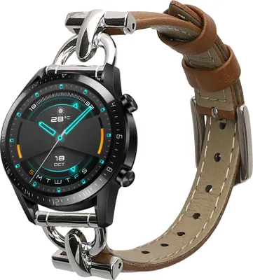 Produktbild von kwmobile Armband kompatibel mit Huawei Watch GT/GT2 (46mm) - Echtleder Fitnesstracker Sportarmband Band