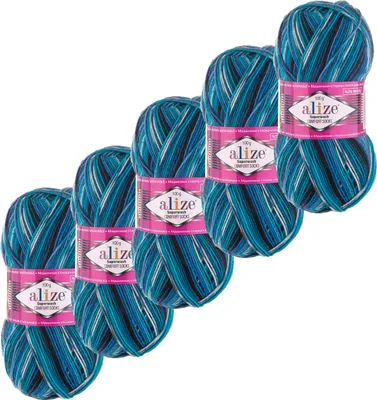Produktbild von 5x100g Sockenwolle Superwash Comfort 4-fädig Strumpfstrickgarn Farbauswahl