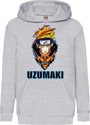 Produktbild von Kinder Kapuzenpullover Naruto Uzumaki 001, 7-8 Jahr - 128 / Grau