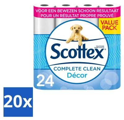 Imagen del producto de 20 rollos de papel higiénico Scottex, de doble capa, pack económico, 20 unidades