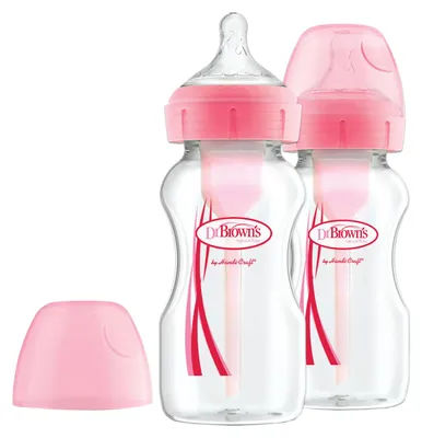 Obrázek produktu pro Dětská láhev Dr. Brown's Weithalsflasche Anti-Kolik Options+ o objemu 270 ml, barva růžová, balení 2 kusy, model WB92601-GBX