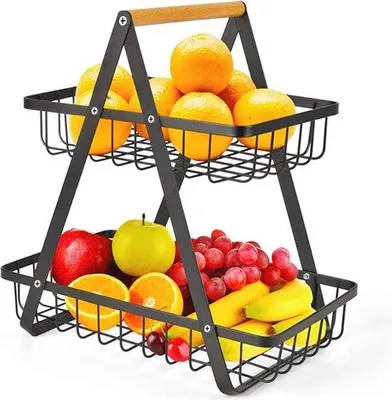 Productafbeelding van Moderne, 2-laags fruitschaal, ruimtebesparend, geschikt voor fruit en groenten
