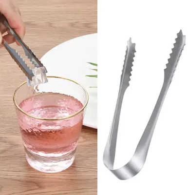 Produktbild von 2 kleine Zangen - Kleine Zangen - Eiswürfelzangen - Mini-Grillzangen - 2 Stück - Metallzangen - Küchenzangen - Eiswürfelzangen - Zuckerwürfelzangen - Barkeeperzangen - Universal - 1 Stück