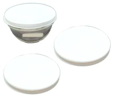 Immagine prodotto di 3 coperchi Ø 17,5 cm in bianco per insalatiere e bicchieri in melamina Ø 17 cm
