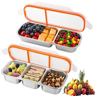 Produktbild von Omgoods - 2 Snackboxen mit Fächern - Edelstahl