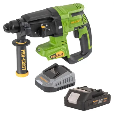 Zdjęcie produktu dla Procraft PHA40bb akumulatorowa wiertarko-wkrętarka udarowa 20 V 2,6 J SDS plus Brushless + 1x akumulator 2,0 Ah + ładowarka