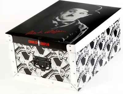 Produktbild von Deko-Karton M Bauli Ordnungsboxen weiß Motiv Charly Chaplin Aufbewahrungsbox für Haushalt Büro Geschenk Wäsche Geschenkbox Dekokarton Sammelbox Mehrzweckbox Ordnungskarton Ordnungsbox Geschenkekarton