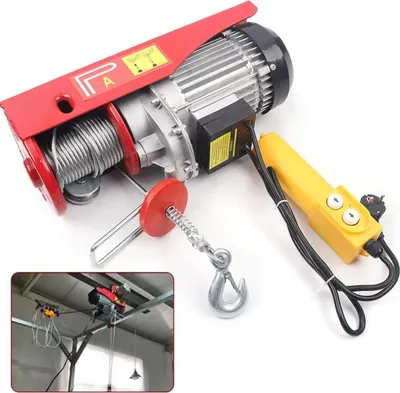 Zdjęcie produktu dla Elektryczna wciągarka linowa - Wciągarka linowa - 220 V - 1300 W - Udźwig 800 kg - Do garażu, magazynu, fabryki - Czerwony
