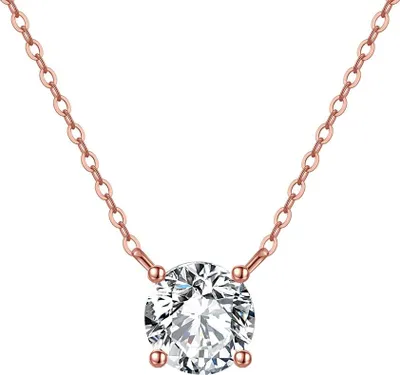 Produktbild von Suzan Gold® Rosévergoldete Halskette aus 925 Silber für Damen mit Premium-Kristall |Solitär Gliederkette Lumoria im eleganten Design | Hautfreundlich &  | Geschenk für Frauen
