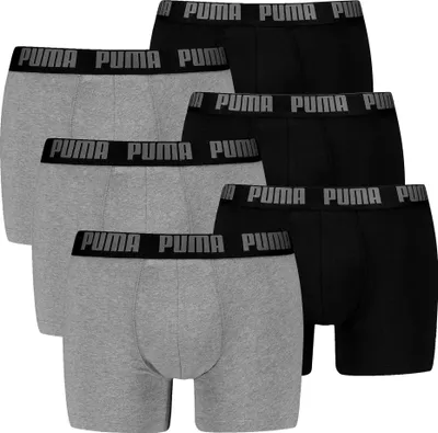 Produktbild von PUMA Herren Boxershorts, 6er Pack - Everyday Basic Boxers 6P, Baumwolle Stretch, einfarbig Schwarz/Grau XL