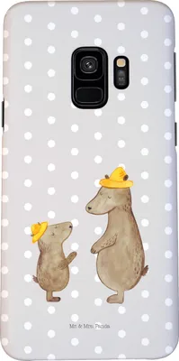 Produktbild von Mr. & Mrs. Panda Samsung Galaxy S9 Handyhülle Bären mit Hut - Grau Pastell - Geschenk, Papa, Hülle, Smartphone, Handy Schutzhülle, Kinder, Cover, Familie, Muttertag