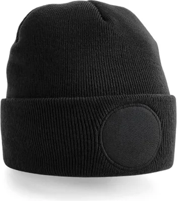Produktbild von Beechfield B446 | Circular Patch Beanie - Farbe: Black - Größe: One Size