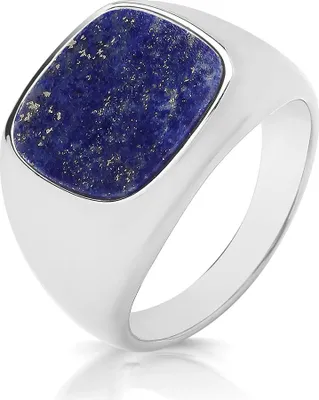 Image de Bague Chevalière / Bague Souveraine Homme Argent fin 925 avec Lapis Lazuli, 65 (20.7); TRS33150RSW