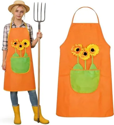 Produktbild von Gartenschürze mit Applikationen Schutzschürze für Gartenarbeit - Grün
