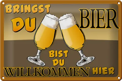 Produktbild von Blechschild Alkohol 30x20cm Bringst du Bier bist willkommen