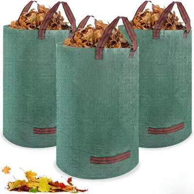 Produktbild von Famanu Gartenabfallsäcke Set von 3 - Wiederverwendbare 120 Liter Säcke mit verstärkten Griffen - Reißfest für Gras, Blätter und Grünabfall