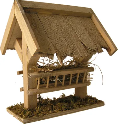 Produktbild von Futterkrippe mit Dach aus Holz, 8,5 cm hoch, Krippenzubehör