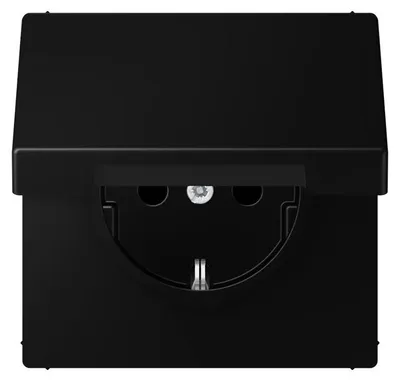 Produktbild von Jung SCHUKO®-Steckdose, 16 A, 250 V, Klappdeckel, Thermoplast lackiert, Serie LS, grau, 1 Stk.