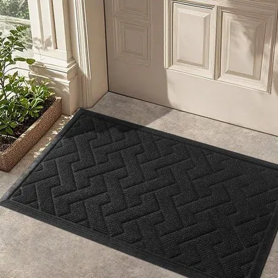 Produktbild von Famanu Fußmatte 60 x 90 cm - Wasser- und Schmutzabsorbierend, Antirutsch, Schwarz