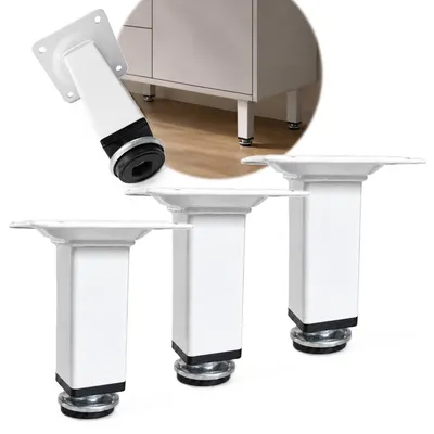 Produktbild von HOOZ® Möbelfüße Weiß 80 mm 4er Set [HÖHENVERSTELLBAR] Möbelbeine 25 × 25 mm – Schrankfüße für Kommode TV-Board & Regal – 35 kg pro Fuß