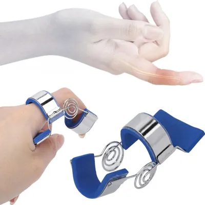 Immagine prodotto di Stecca per dita a molla, riabilitazione, allenamento al raddrizzamento, semplice regolazione del portatore, ausilio per l'estensione delle distorsioni delle dita (S inferiore a 2,2 pollici)