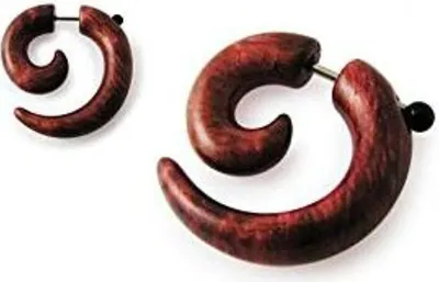 Produktbild von Fake Ohr Spirale Expander Acyl motiv Holz Dehnung Piercing - ZER305 - 5.0 Millimeter