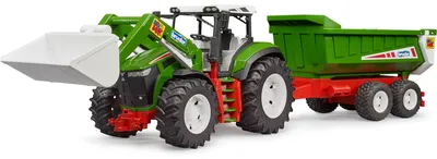 Obrázek produktu pro bruder 03452 - Roadmax Traktor s čelním nakladačem a sklápěcím přívěsem - Vozidla zemědělství, farma, buldok, traktor, traktor, hračka od 2 let