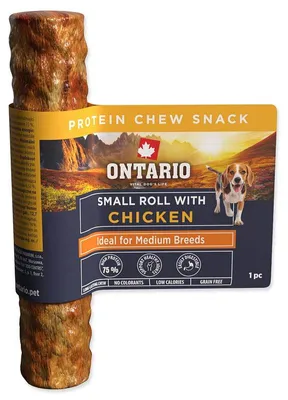 Immagine prodotto di Pochoutka Ontario Protein, snack masticabile per cani, piccolo rotolo al pollo, confezione singola, 12,7 cm
