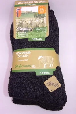 Produktbild von 3 Paar Wollsocken "Norweger" Grau Gr. 43-46