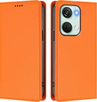 Produktbild von Handyhülle für OnePlus Nord 3, Kunstleder Klapphülle Stoßfeste Magnetische Hülle mit Ständer Orange