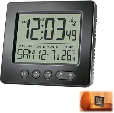 Image de Réveil numérique avec radio - Écran de 11,5 cm - Noir - 2 alarmes - Heure automatique - Veilleuse
