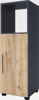 Produktbild von Holz Midischrank | Badschrank mit offenem Fach und Einer Drehtür | Maße H. 93 x B. 31 x T. 30 cm | Midischrank - Flandu
