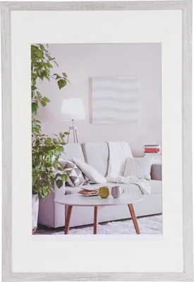 Immagine prodotto di Cornice moderna Henzo 40x60 cm, bianca, in MDF effetto legno con passe-partout