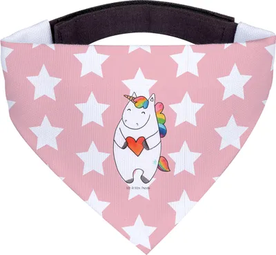 Produktbild von Mr. & Mrs. Panda Tuch Einhorn Herz - Rot Pastell - Geschenk, Lustig, Hundehalstuch, Halstuch Für Hunde, Unicorn, Bandana, Freundin, Bunt, Hund, Einhörner