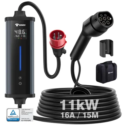 Image de Chargeur pour véhicule électrique, puissance de 11 kW, courant de charge réglable, connecteur CEE 15M, 11 kW