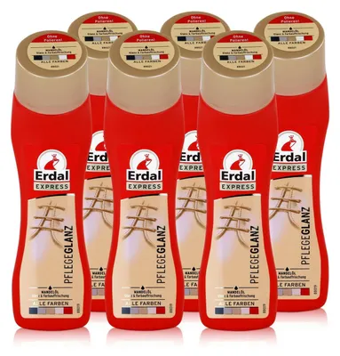 A group of Erdal Express shoe polish bottles arranged in a grid.