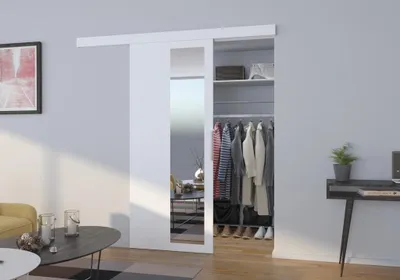 Obrázek produktu pro Interiérové posuvné dveře se zrcadlem 106 cm FADORA - bílé