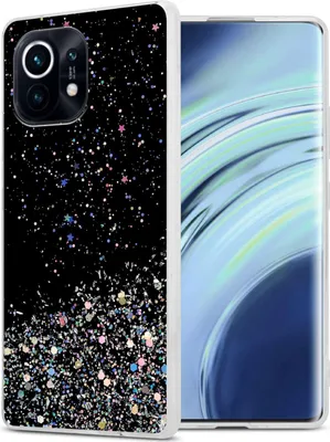 Produktbild von Cadorabo Hülle für Xiaomi Mi 11 5G in Schwarz mit Glitter Schutzhülle aus flexiblem TPU Silikon mit funkelnden Glitter Case Cover Etui Handy Hülle