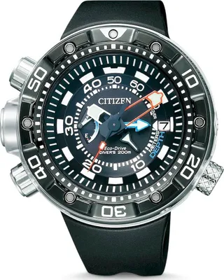 A close-up, front-facing studio shot of a Citizen Promaster dive watch.
