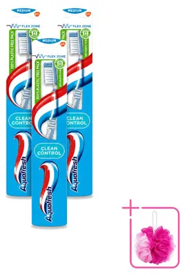 Produktbild von 3 x Aquafresh Clean Control Zahnbürste Medium - Sparpackung - 3 Stücke