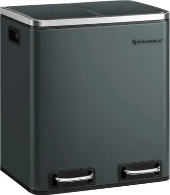 Produktbild von Nowoczesny kosz na śmieci 2x15L stalowy szary z funkcją cichego zamykania